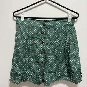 ASOS Green Polka Dot Button-Up Skirt